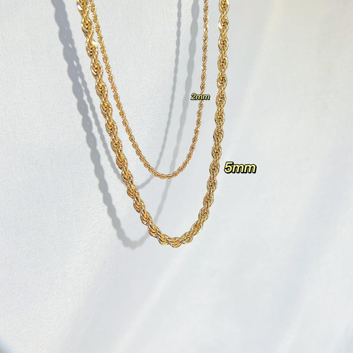 Layered metal twisted rope chain necklace