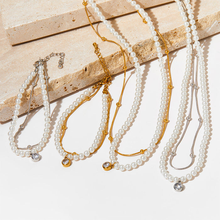 Double-Layer Shell Pearl Necklace Bracelet