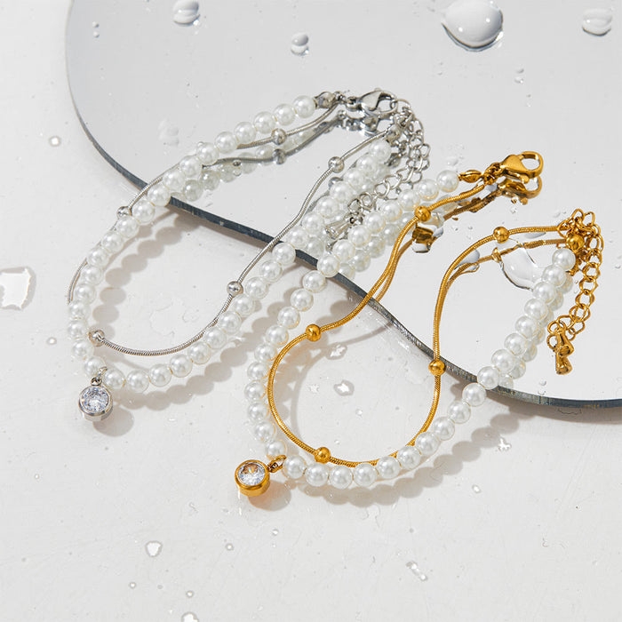 Double-Layer Shell Pearl Necklace Bracelet