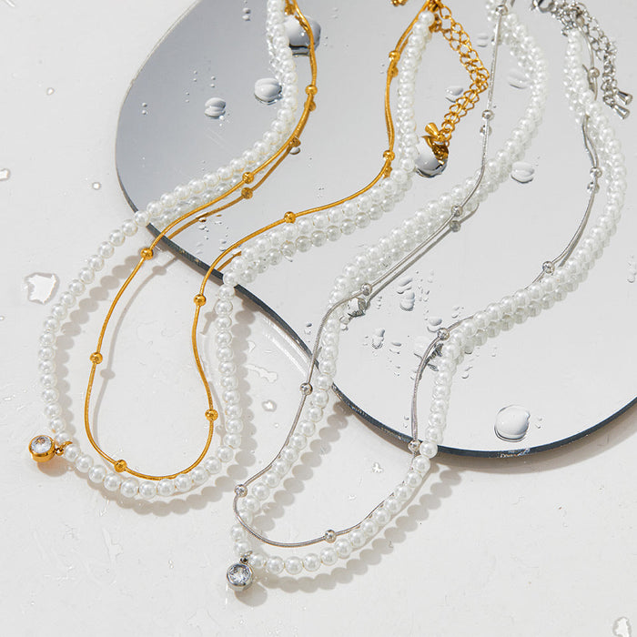 Double-Layer Shell Pearl Necklace Bracelet