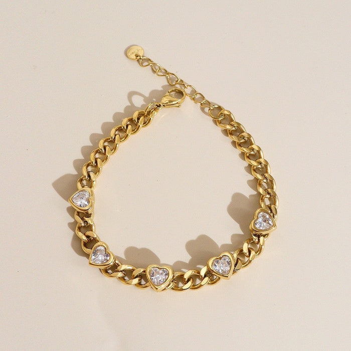 Stainless Steel Colorful Heart-Shaped Bracelet