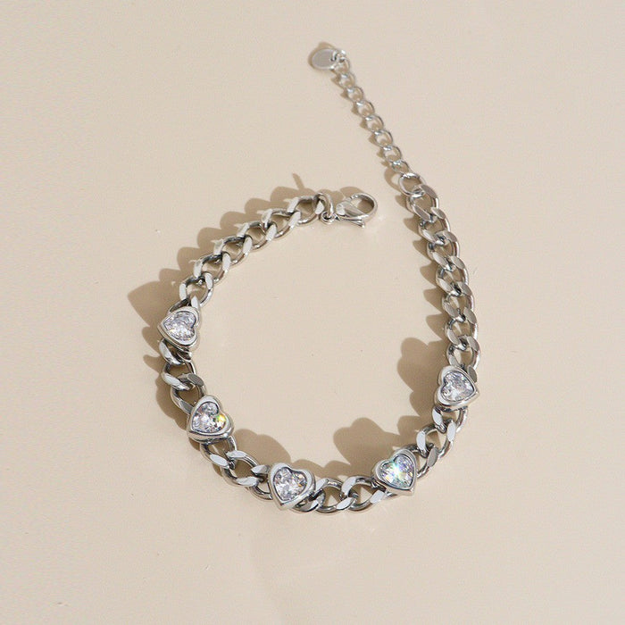 Stainless Steel Colorful Heart-Shaped Bracelet